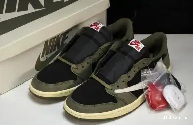 Low Travis Jordan OLIVE OG Scott BLACK Air 1 x 0624